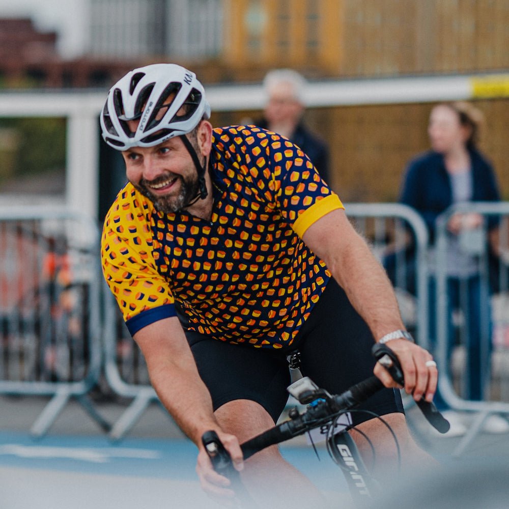 Mens Powered By Pie Cycling Jersey | Fat Lad At The Back