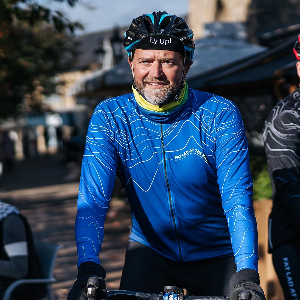 Big and Tall Mens Blue Contour Midweight Cycling Jersey | Fat Lad At The  Back