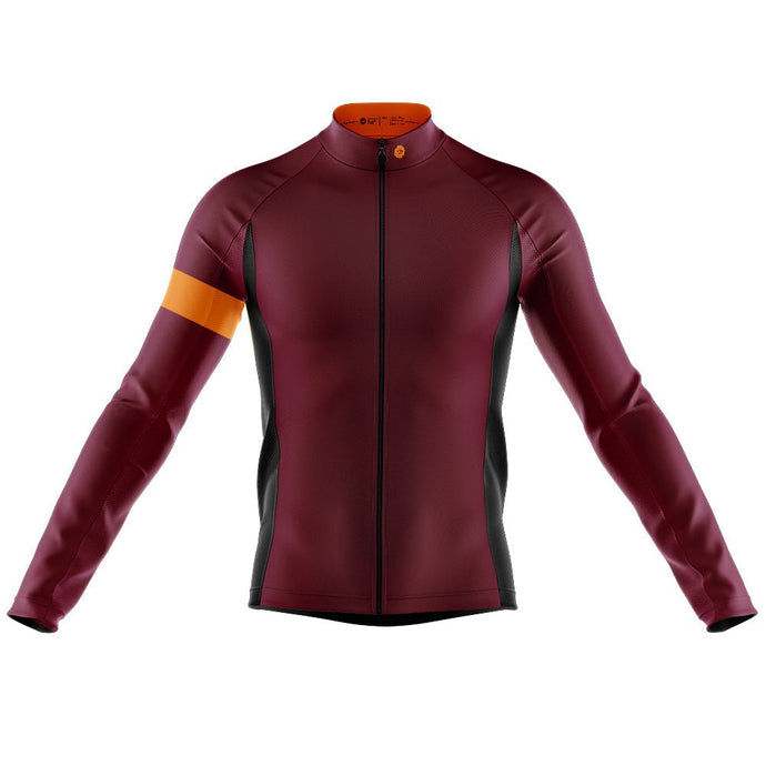 Mens Bezzie Aubergine Long Sleeve Cycling Jersey - Fat Lad At The Back