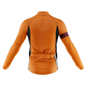 Mens Bezzie Orange Long Sleeve Cycling Jersey - Fat Lad At The Back