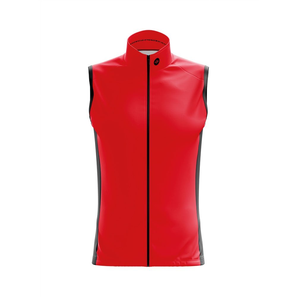 Mens Red Pack Up Cycling Gilet - Fat Lad At The Back