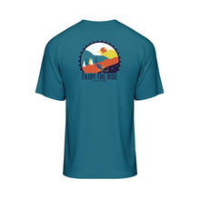 Load image into Gallery viewer, Mens Teal Enjoy The Ride Tech T-Shirt - Fat Lad At The Back