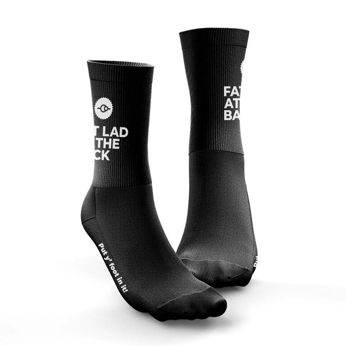 Put Y' Foot In It Black Cushioned Cycling Socks - Fat Lad At The Back