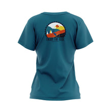 Load image into Gallery viewer, Women&#39;s Teal Enjoy The Ride Tech T-Shirt - Fat Lad At The Back