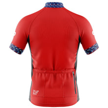 Load image into Gallery viewer, Mens Funky Red Cycling Jersey - Fat Lad At The Back