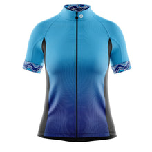 Load image into Gallery viewer, Womens Blue Stripe Cycling Jersey - Fat Lad At The Back