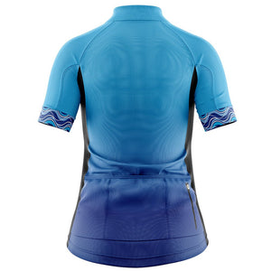 Womens Blue Stripe Cycling Jersey - Fat Lad At The Back