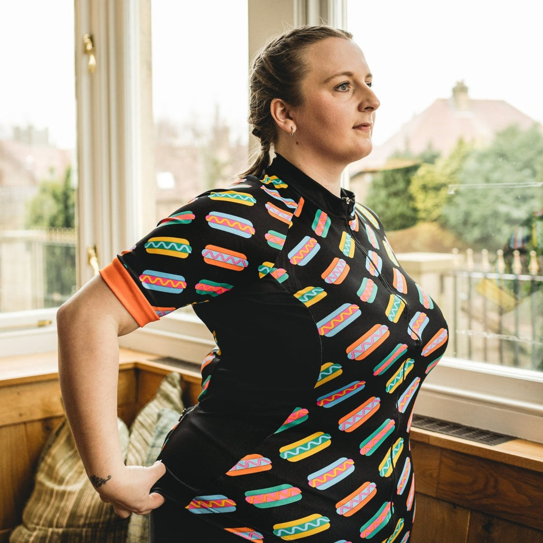 Womens Hot Dog Cycling Jersey - Fat Lad At The Back