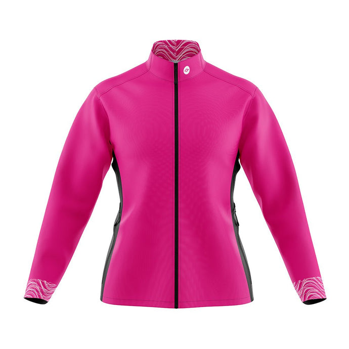 Womens Pink Stripe Mizzly Wind Water Resistant Cycling Jacket - Fat Lad At The Back