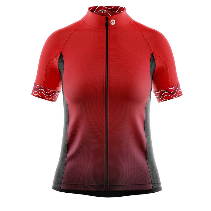 Womens Red Stripe Cycling Jersey - Fat Lad At The Back