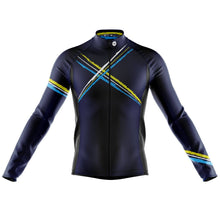 Load image into Gallery viewer, Big and Tall Cross Blue Long Sleeve Cycling Jersey - Fat Lad At The Back