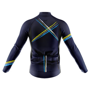 Big and Tall Cross Blue Long Sleeve Cycling Jersey - Fat Lad At The Back