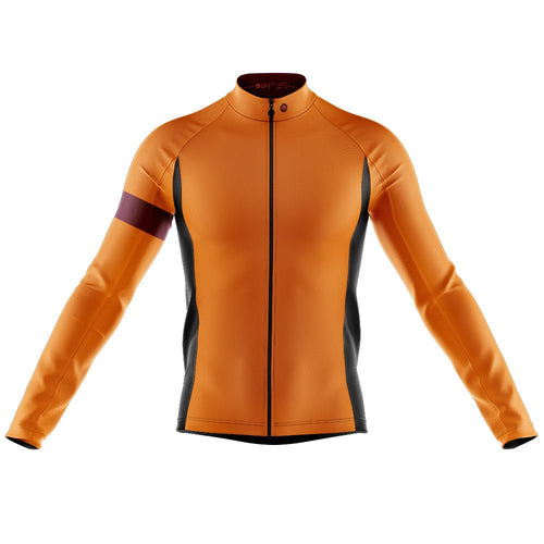 Big and Tall Mens Bezzie Orange Long Sleeve Cycling Jersey - Fat Lad At The Back