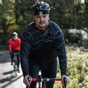 Big and Tall Mens Black Contour Long Sleeve Cycling Jersey - Fat Lad At The Back