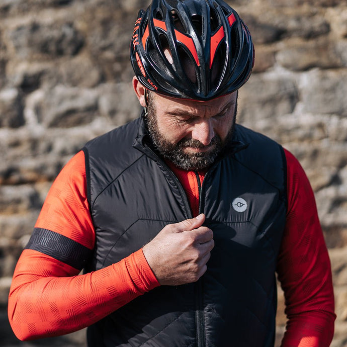 Big and Tall Mens Black Padded Cycling Gilet - Fat Lad At The Back
