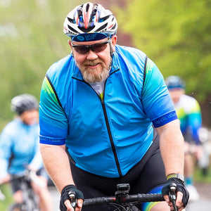 Big and Tall Mens Blue Windy Cycling Gilet - Fat Lad At The Back