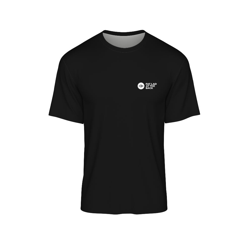 Mens Black Classic FLAB Technical T Shirt & Fat Lad At The Back