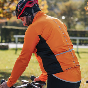 Big and Tall Mens Hi Vis Orange Stripe Tor Winter Cycling Jacket - Fat Lad At The Back