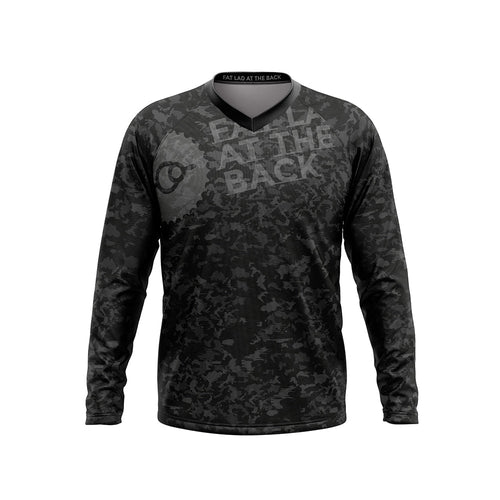 Big and Tall Mens MTB Long Sleeve Jersey in Black Camo - Fat Lad At The Back
