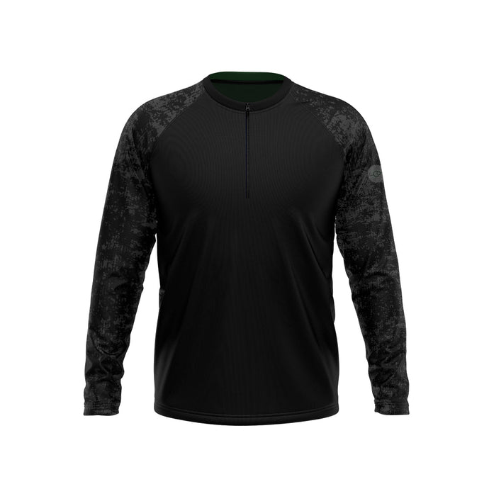 Big and Tall Mens MTB Long Sleeve Windproof Jersey in Grungy Black - Fat Lad At The Back