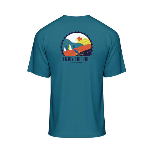 Big and Tall Mens Teal Enjoy The Ride Tech T-Shirt - Fat Lad At The Back