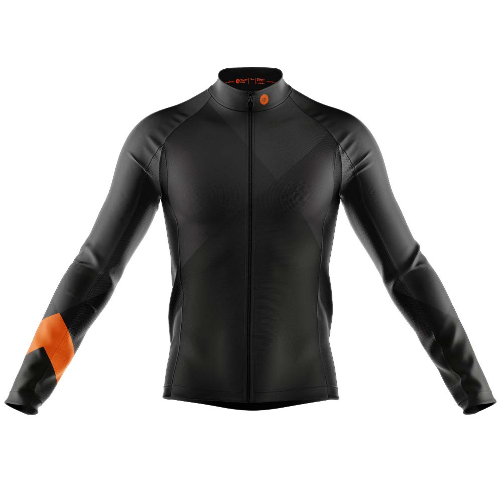 Mens Black Geezer Long Sleeve Cycling Jersey - Fat Lad At The Back