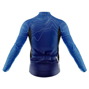 Mens Blue Contour Long Sleeve Cycling Jersey - Fat Lad At The Back