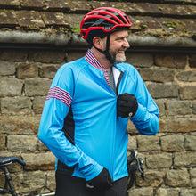 Load image into Gallery viewer, Mens Blue Stripe Windproof Cycling Jersey - Fat Lad At The Back
