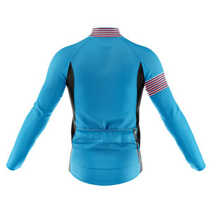 Mens Blue Stripe Windproof Cycling Jersey - Fat Lad At The Back