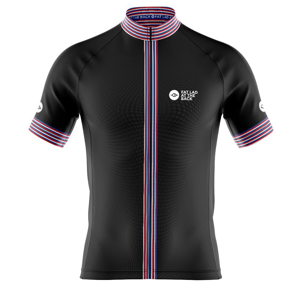 Mens Classic Black Cycling Jersey - Fat Lad At The Back