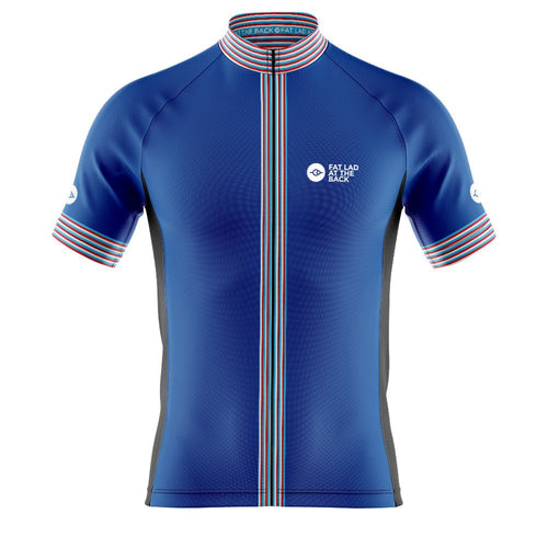 Mens Classic Blue Cycling Jersey - Fat Lad At The Back