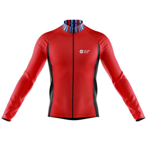 Mens Classic Red Long Sleeve Cycling Jersey - Fat Lad At The Back