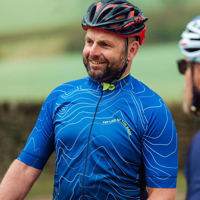 Mens Contour Blue Cycling Jersey - Fat Lad At The Back