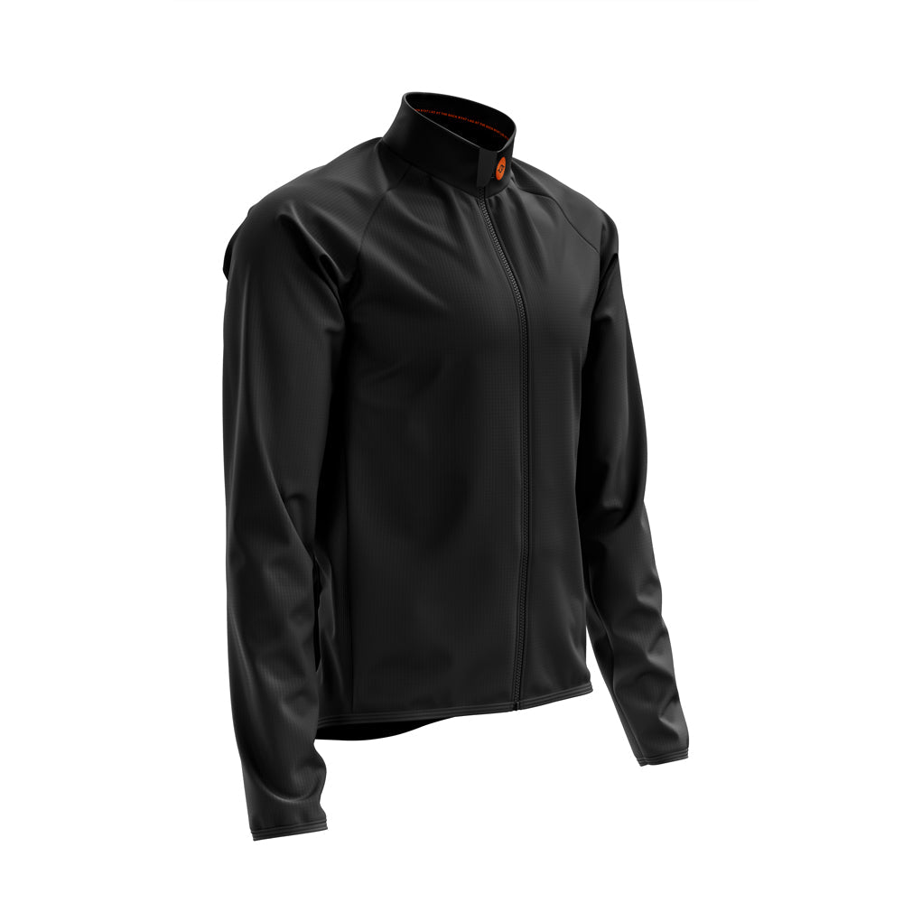 Mens Drizzly Black Wind Water Resistant Cycling Jacket - Fat Lad At The Back