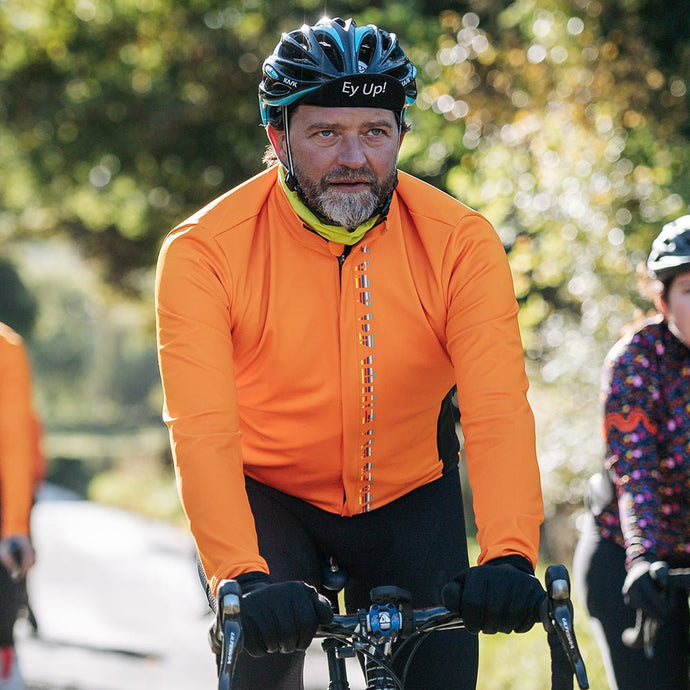 Mens Hi Vis Orange Stripe Tor Cycling Jacket - Fat Lad At The Back
