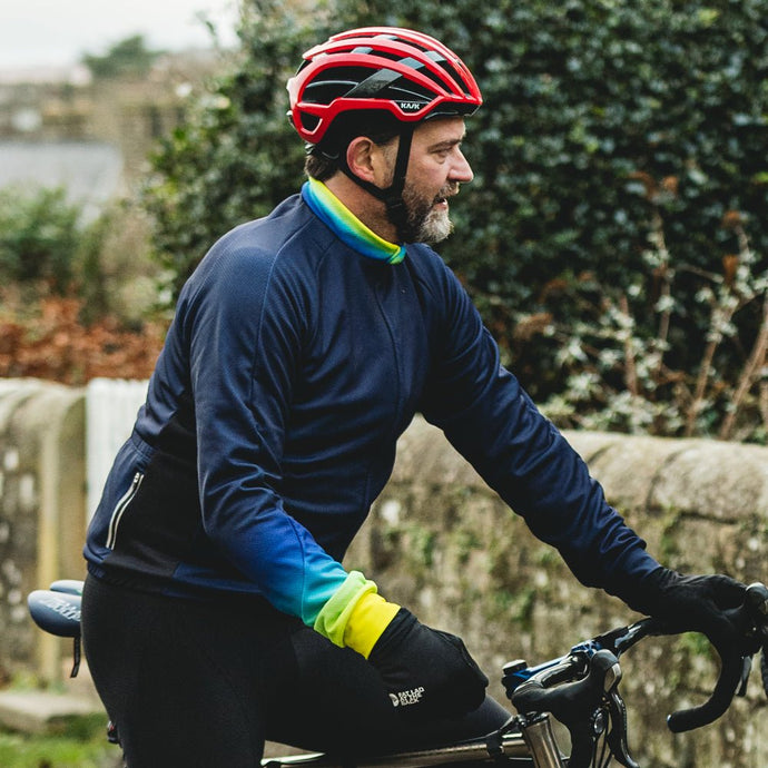Mens Horizon Blue Long Sleeve Cycling Jersey - Fat Lad At The Back