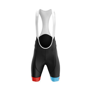 Mens Jewel Bezzie Blue Red Padded Cycling Bib Shorts - Fat Lad At The Back
