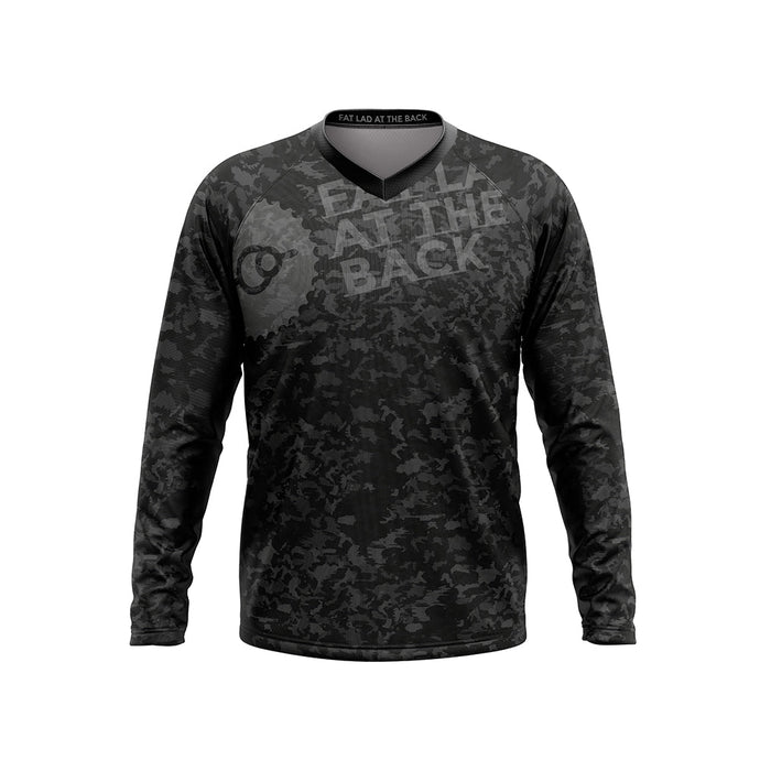 Mens MTB Long Sleeve Jersey in Black Camo - Fat Lad At The Back