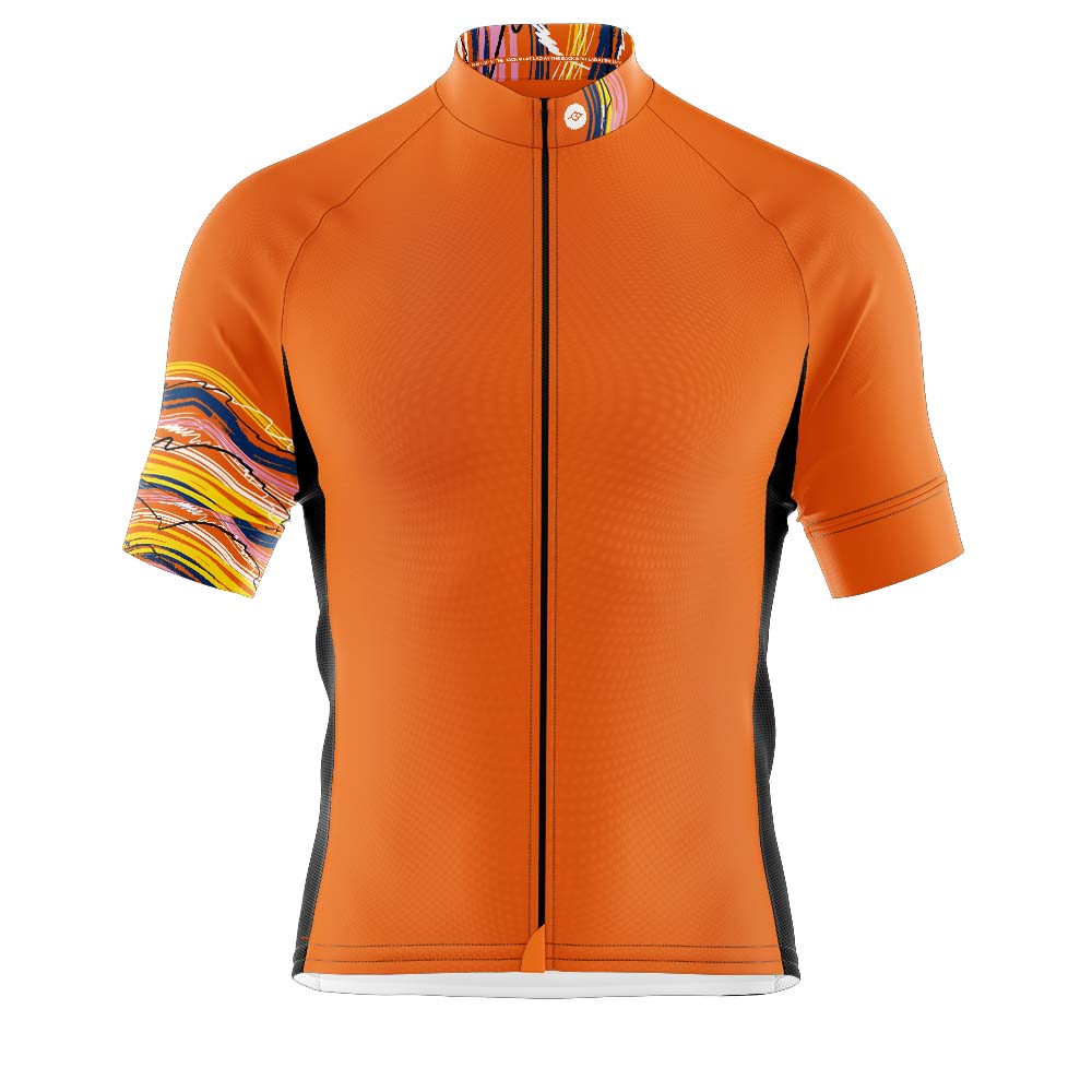 Mens Snazzy Hi Vis Orange Cycling Jersey - Fat Lad At The Back