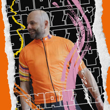 Load image into Gallery viewer, Mens Snazzy Hi Vis Orange Cycling Jersey - Fat Lad At The Back