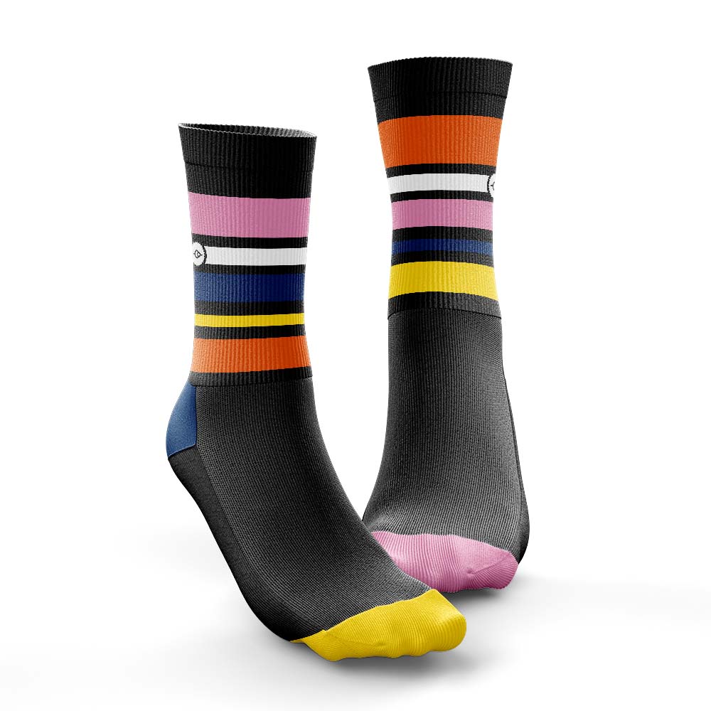 Snazzy Stripe Cushioned Cycling Socks - Fat Lad At The Back