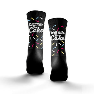 Will Ride For Cake Cushioned Cycling Socks - Fat Lad At The Back