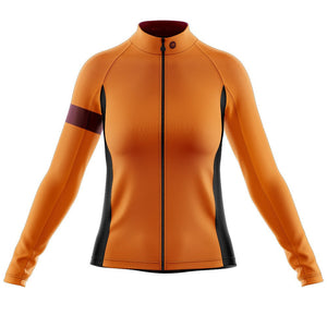 Womens Bezzie Orange Long Sleeve Cycling Jersey - Fat Lad At The Back