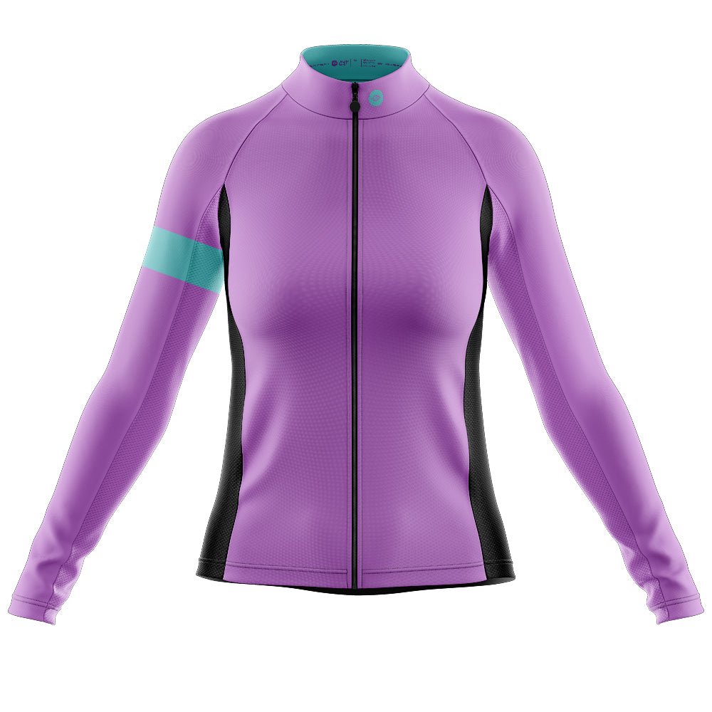 Womens Bezzie Purple Long Sleeve Cycling Jersey - Fat Lad At The Back
