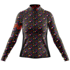 Women's Black Doodle Long Sleeve Cycling Jersey - Fat Lad At The Back