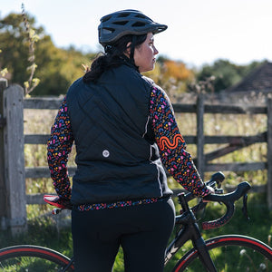 Women's Black Padded Cycling Gilet - Fat Lad At The Back