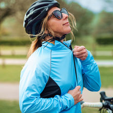 Load image into Gallery viewer, Women&#39;s Blue Gradient Wind Water Resistant Cycling Jacket - Fat Lad At The Back