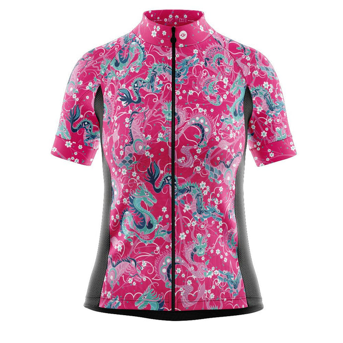 Women's Dragon Pink Cycling Jersey - Fat Lad At The Back
