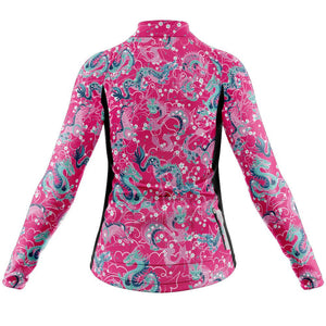 Womens Dragon Pink Long Sleeve Cycling Jersey - Fat Lad At The Back