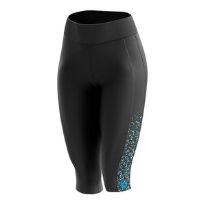 Women's Gem Blue Padded 3/4 Cycling Leggings - Fat Lad At The Back